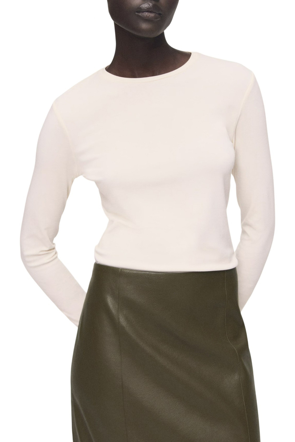 Лонгслив SECONDCA из смесовой вискозы|Основной цвет:Кремовый Женский Mango Лонгслив SECONDCA из смесовой вискозы (цвет ), артикул 17065813 | Фото 3