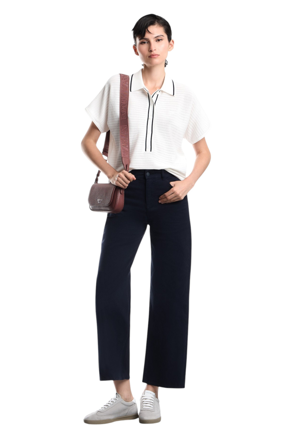 Женский Emporio Armani Поло с контрастными деталями (цвет ), артикул EW005142-AF29505 | Фото 3