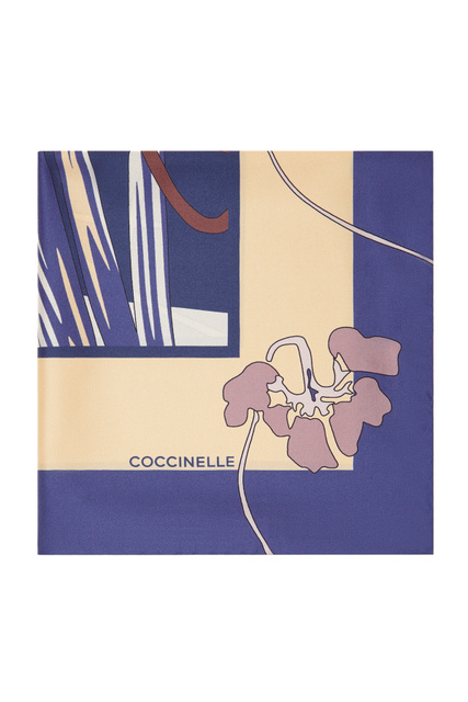 Шелковый платок с принтом|Основной цвет:Синий|Артикул:E7MYS380901 | Фото 1