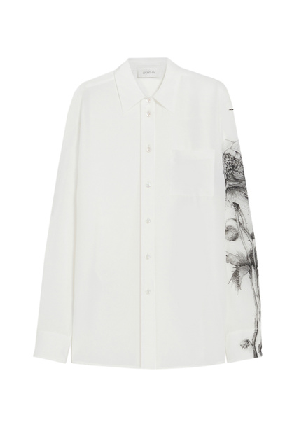 Шелковая блузка CARPA с цветочным принтом на рукаве|Основной цвет:Белый|Артикул:21960119 | Фото 1