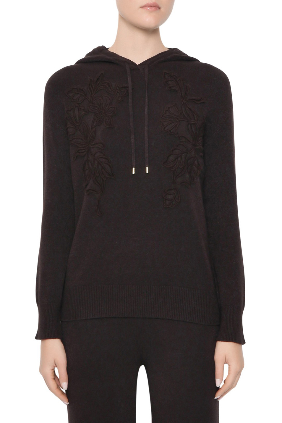 Джемпер с аппликацией|Основной цвет:Коричневый Женский Ermanno Firenze Джемпер с аппликацией (цвет ), артикул D47EM017EP2 | Фото 4