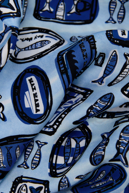 Платок ACINOSO из шелкового твила с набивным рисунком|Основной цвет:Синий|Артикул:2315410331 | Фото 2