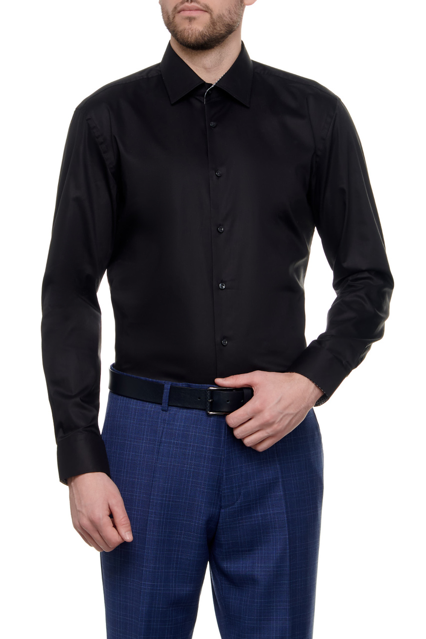 Рубашка из натурального хлопка|Основной цвет:Черный|Артикул:50512842 | Фото 1
