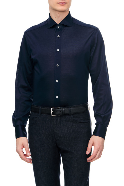 Рубашка из натурального хлопка|Основной цвет:Синий|Артикул:90P112-2811213 | Фото 1