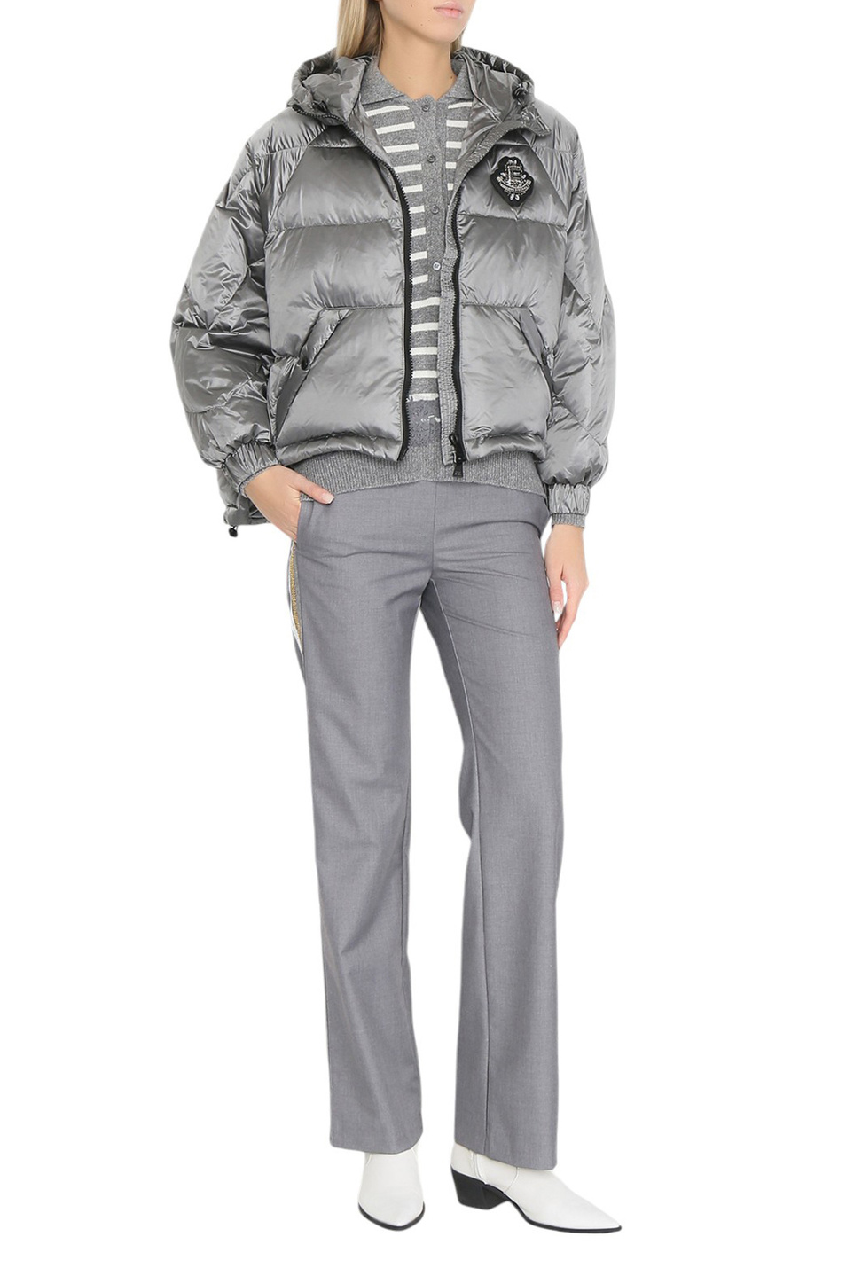 Куртка стеганая с декором|Основной цвет:Серый Женский Ermanno Firenze Куртка стеганая с декором (цвет ), артикул D45EA004EX4 | Фото 2