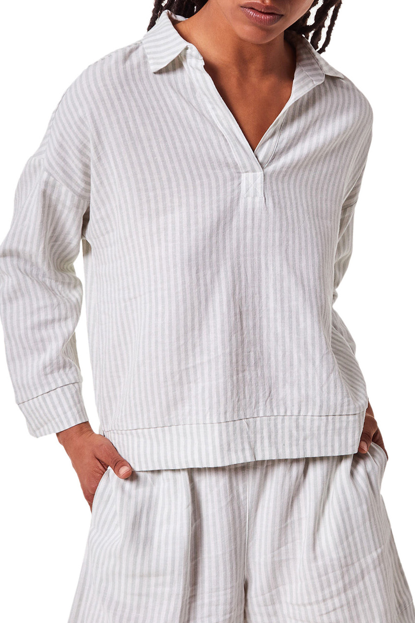 Пижамная рубашка MILEY в полоску|Основной цвет:Белый|Артикул:6535347 | Фото 1