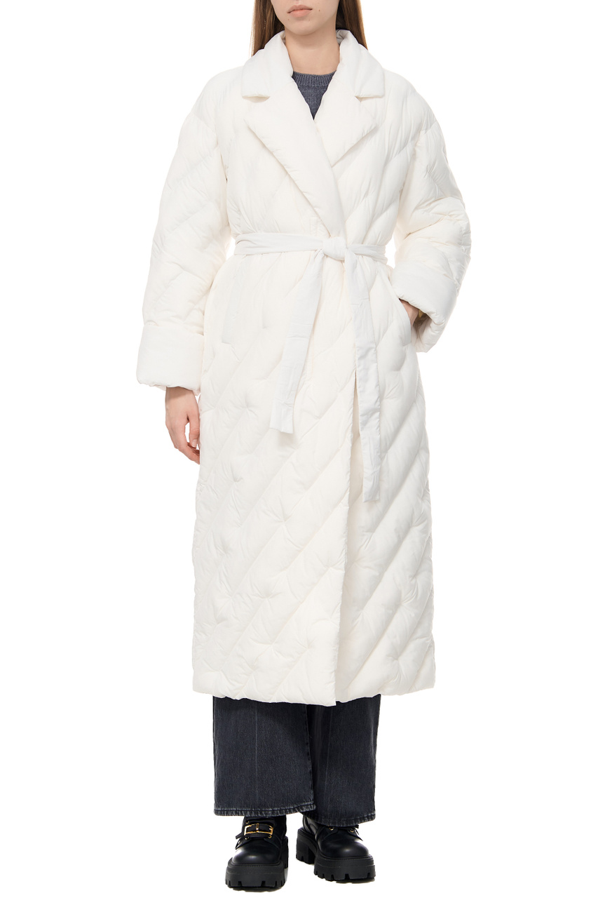 Пальто стеганое CALLBACK с поясом|Основной цвет:Белый|Артикул:101599A0L5 | Фото 1