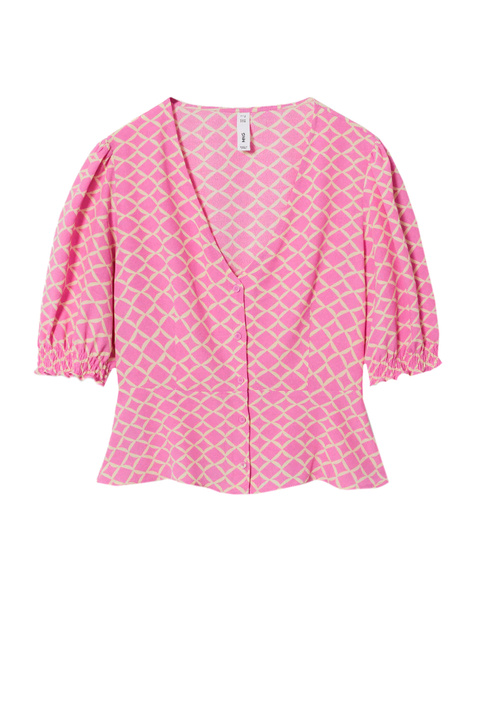 Mango Блуза BEADY с пышными рукавами и принтом (Розовый цвет), артикул 27017125 | Фото 1