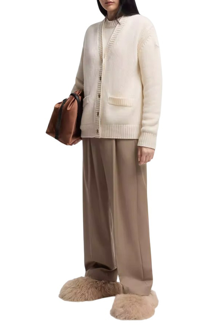 Кардиган из шерсти и кашемира|Основной цвет:Кремовый Женский Moncler Кардиган из шерсти и кашемира (цвет ), артикул K20939B00055-M4281 | Фото 2