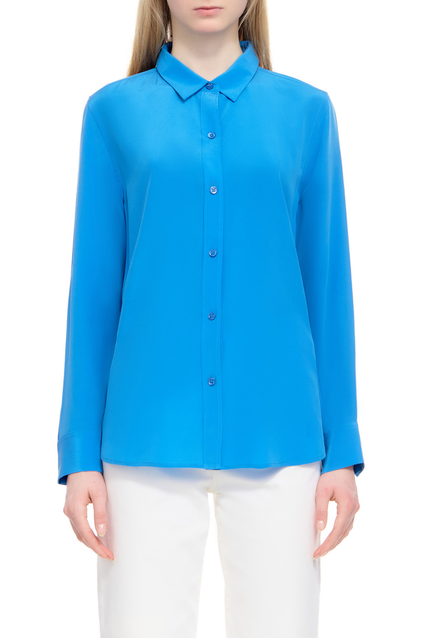 Блузка LEEMA из натурального шелка|Основной цвет:Синий|Артикул:22-2-Q23-E577 | Фото 1