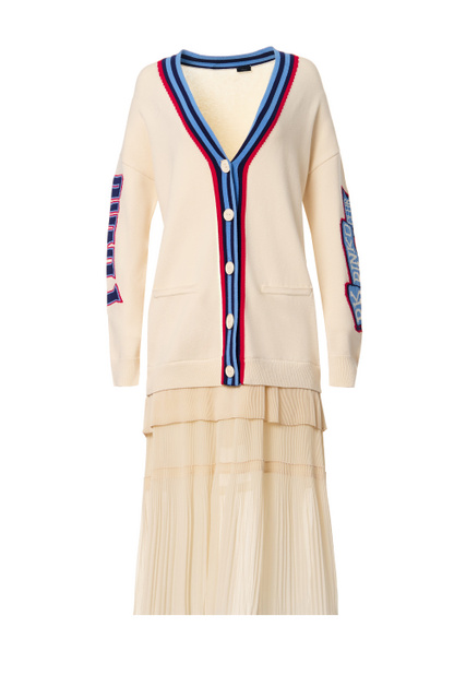 Платье-свитер с плиссированной юбкой|Основной цвет:Бежевый|Артикул:1G1749Y7Z8 | Фото 1