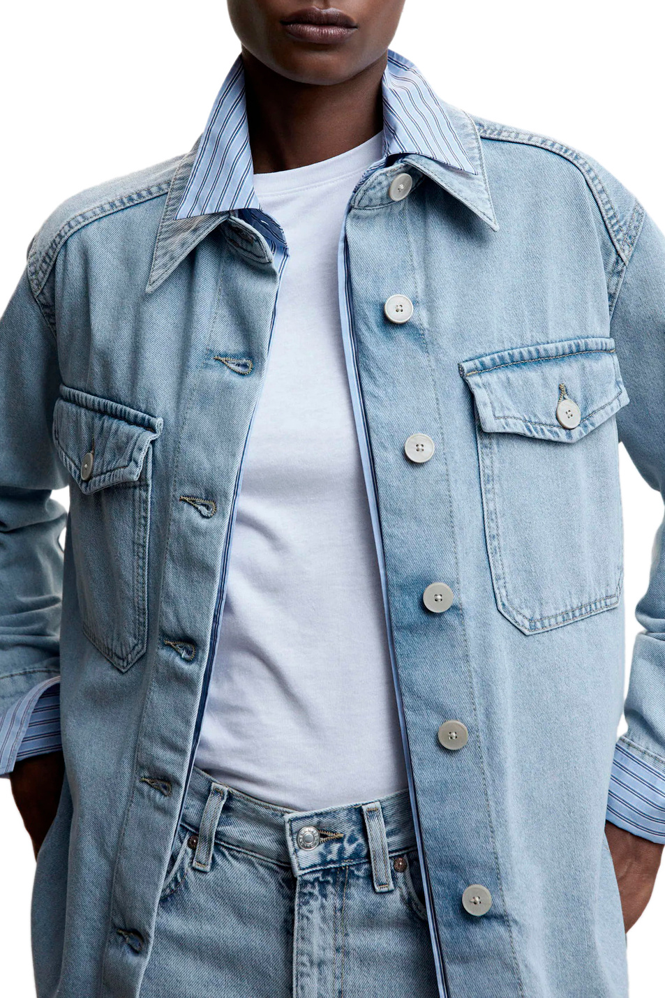 Женский Mango Рубашка джинсовая LILY из натурального хлопка (цвет ), артикул 47054758 | Фото 3