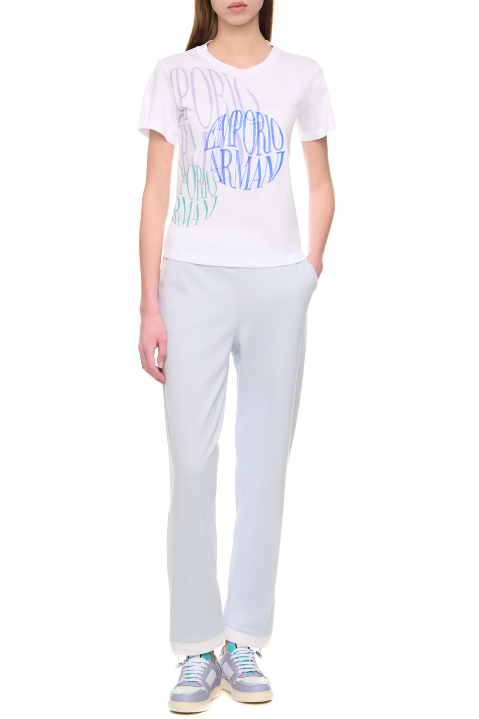 Женский Emporio Armani Брюки с кулиской на манжетах (цвет голубой), артикул 3R2P7E-2JWHZ | Фото 3