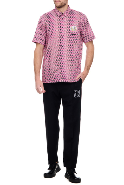 Рубашка из натурального хлопка с принтом|Основной цвет:Розовый|Артикул:50490684 | Фото 2