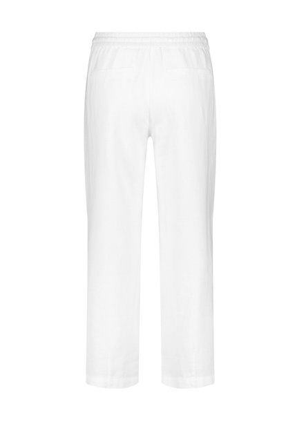 Однотонные брюки из чистого льна|Основной цвет:Белый|Артикул:622083-66225 -Easy Fit | Фото 2