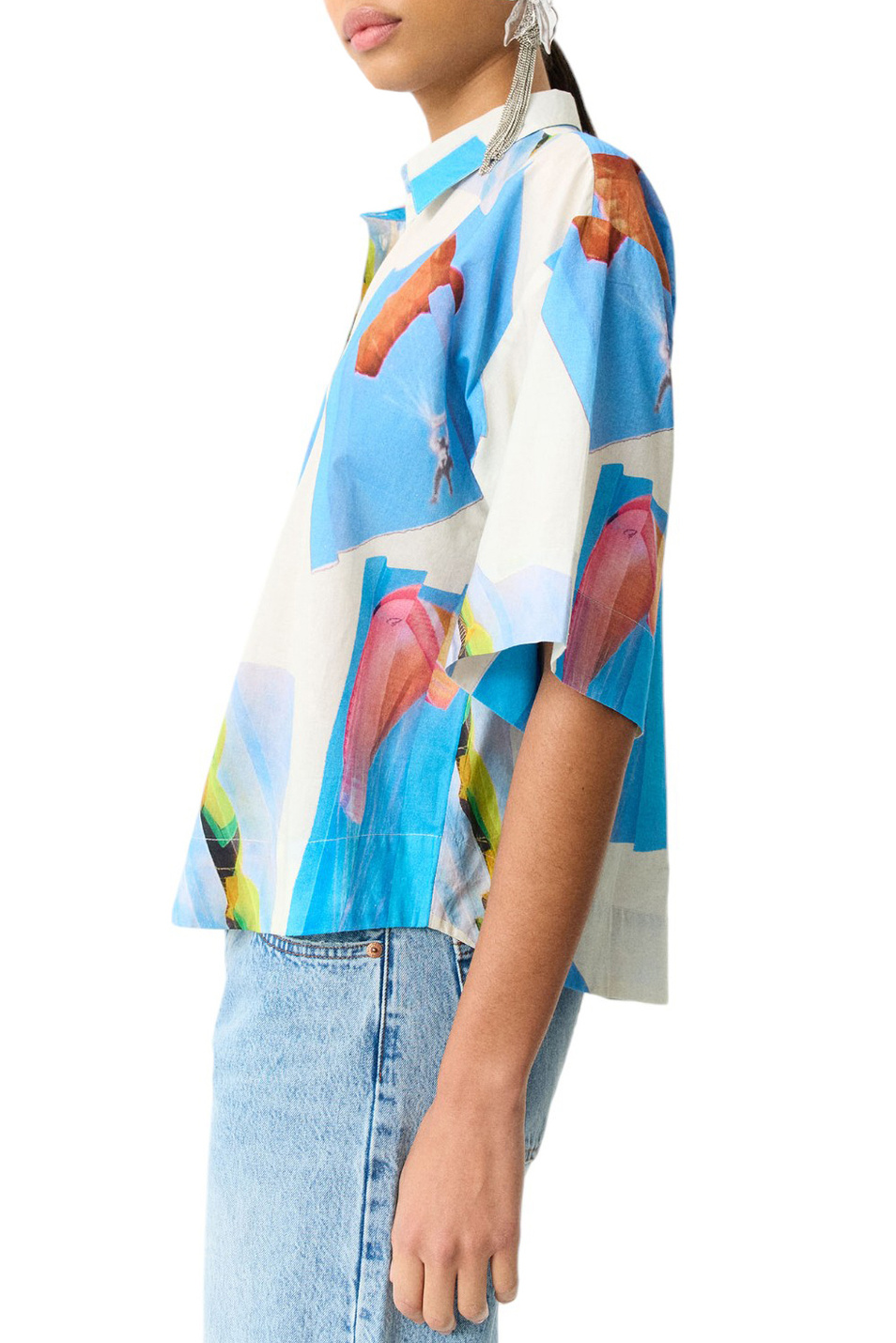 Женский Parfois Рубашка из натурального хлопка с принтом (цвет ), артикул 218645 | Фото 4