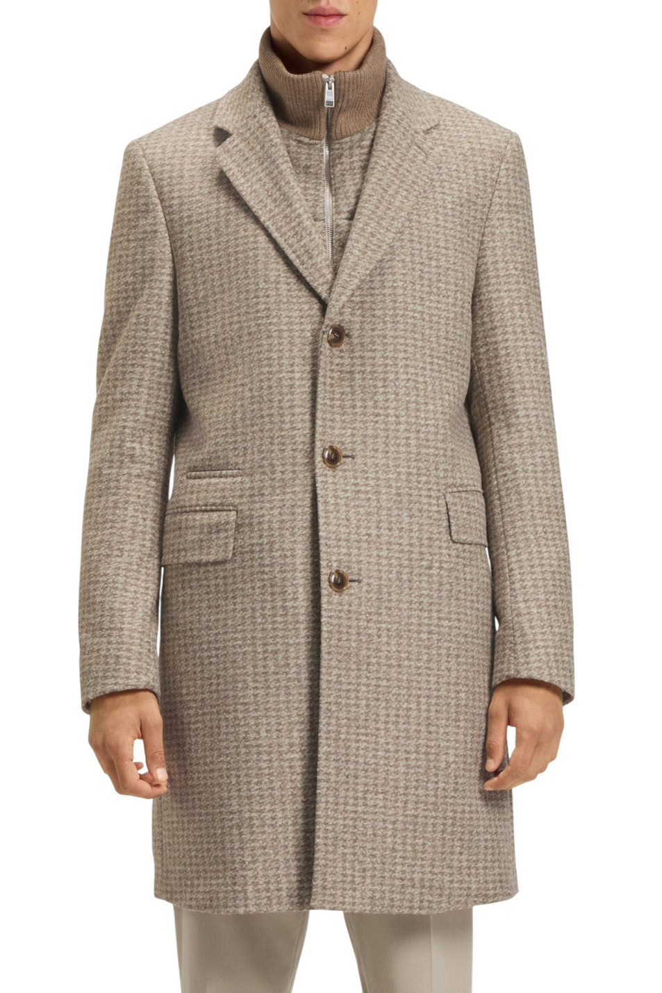 Полупальто Hyde со съемным воротником|Основной цвет:Бежевый Мужской BOSS Полупальто Hyde со съемным воротником (цвет ), артикул 50551612 | Фото 3