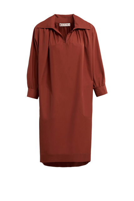 Платье из натурального хлопка|Основной цвет:Коричневый|Артикул:ABMA0807A1-UTCZ56 | Фото 1