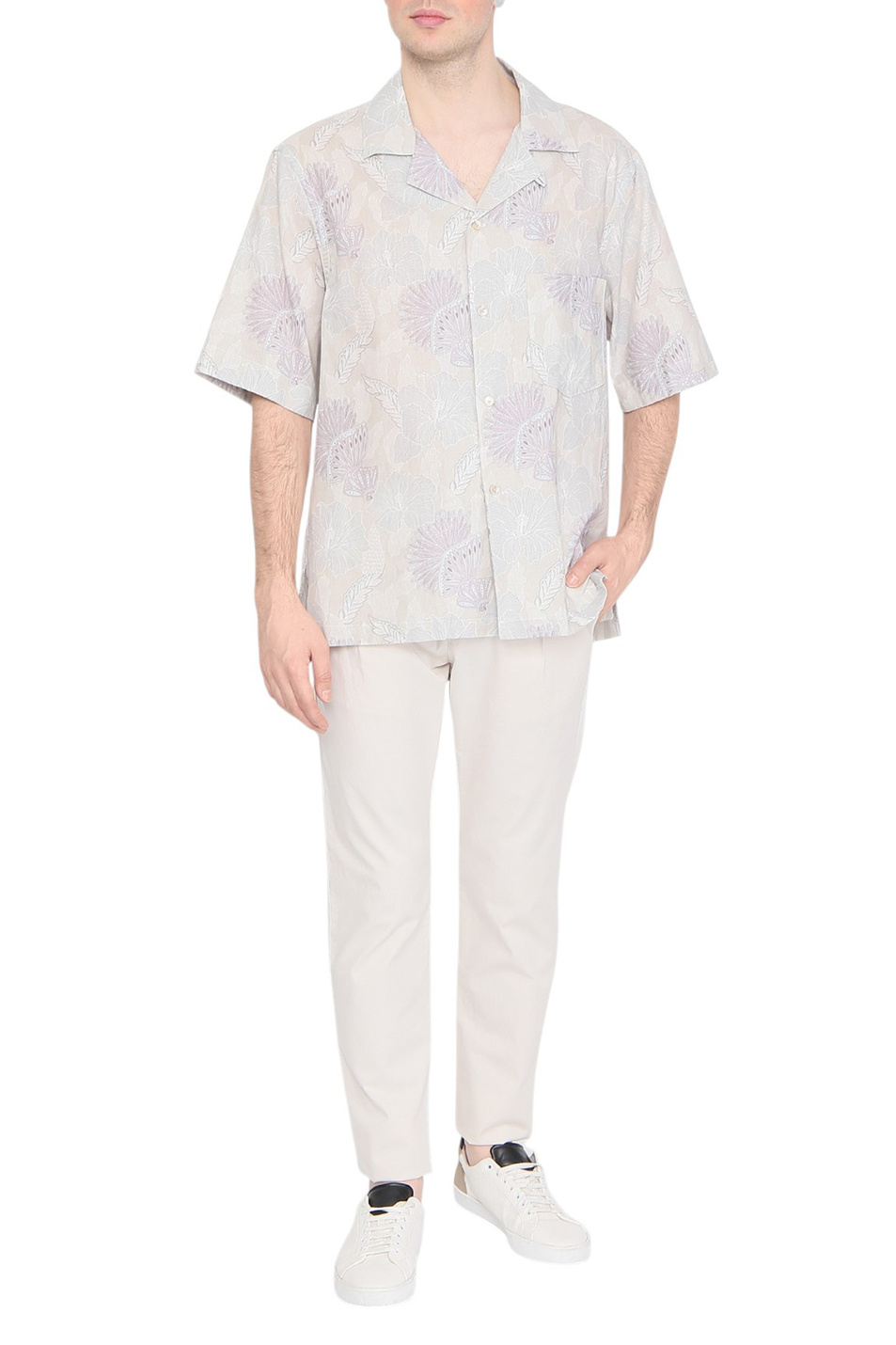 Рубашка из хлопка и льна|Основной цвет:Серый Мужской Eleventy Рубашка из хлопка и льна (цвет ), артикул K75CAMK07-TES0K227 | Фото 3