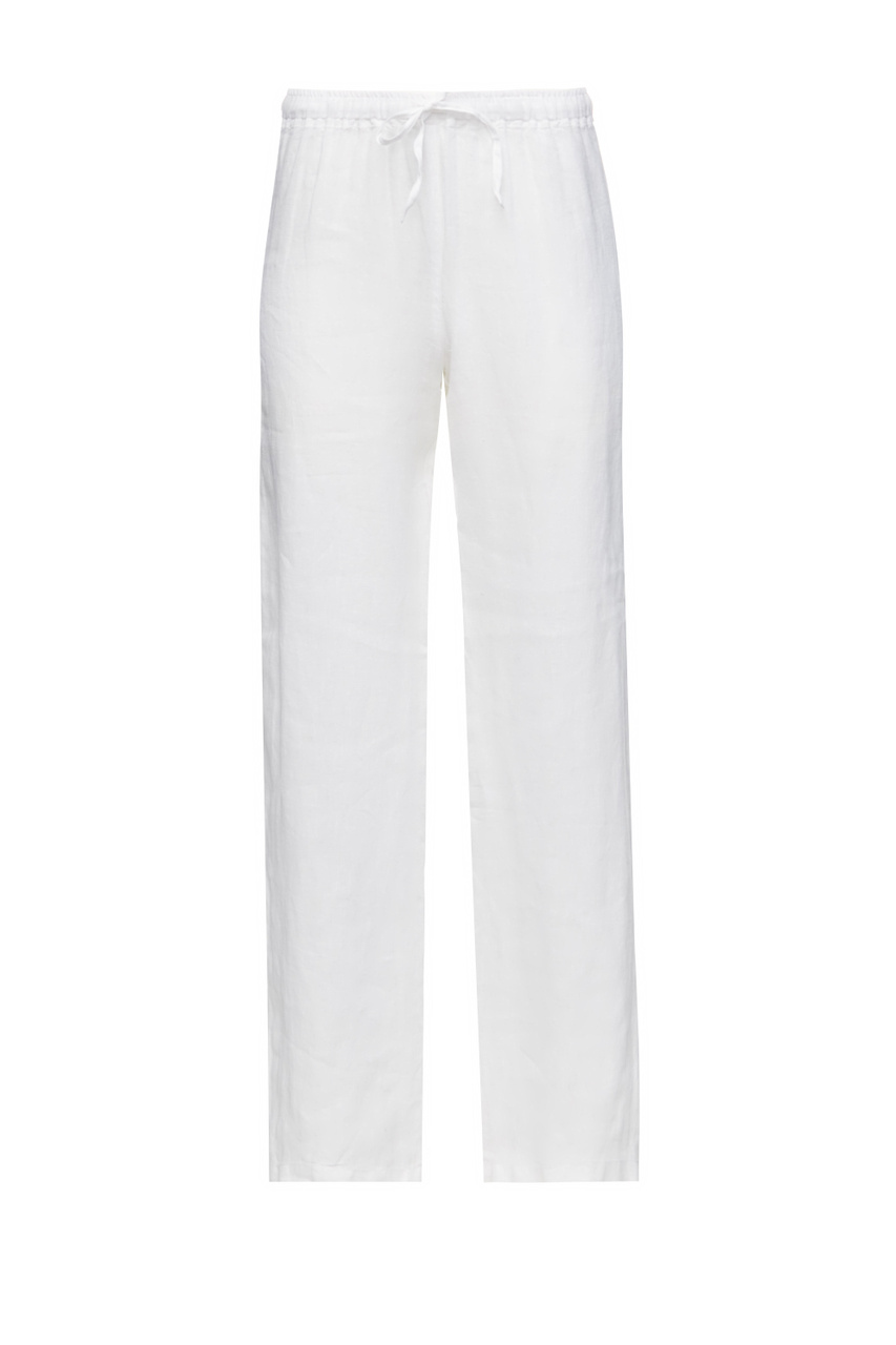 Льняные брюки свободного кроя|Основной цвет:Белый|Артикул:V0W21450000115000 | Фото 1