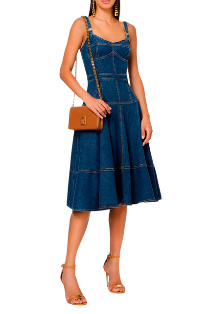 Джинсовое платье с лифом-бюстье|Основной цвет:Синий|Артикул:AJ25S21E2 | Фото 2