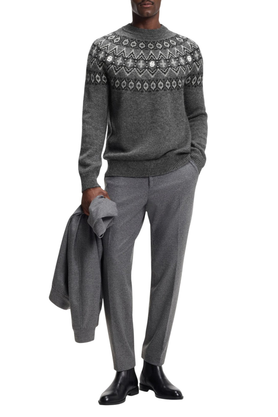 Свитер Hisle с принтом|Основной цвет:Серый Мужской BOSS Свитер Hisle с принтом (цвет ), артикул 50550013 | Фото 2