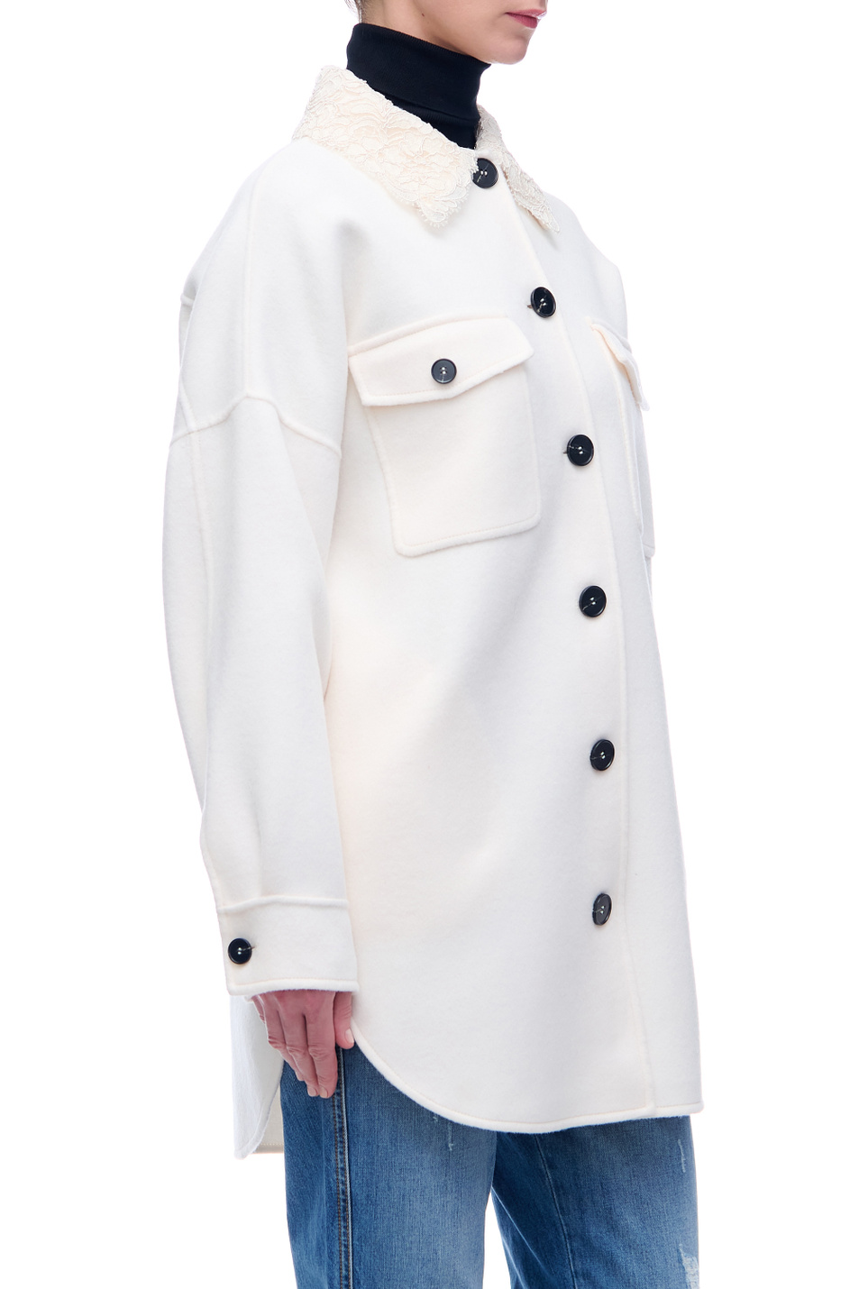 Женский Ermanno Firenze Куртка-рубашка из натуральной шерсти (цвет ), артикул D39ETCP39VIN | Фото 4