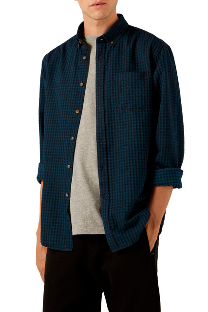 Джинсовая рубашка с принтом "в елочку"|Основной цвет:Синий|Артикул:0292383 | Фото 1