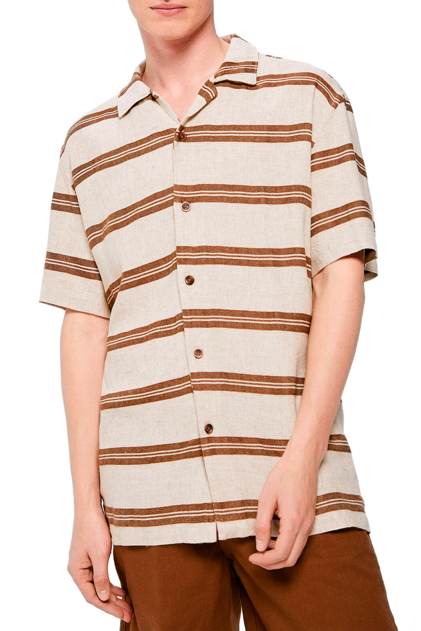 Рубашка в полоску|Основной цвет:Коричневый|Артикул:0545006 | Фото 1