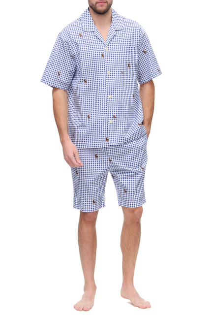 Пижама из натурального хлопка|Основной цвет:Голубой|Артикул:714830268005 | Фото 1