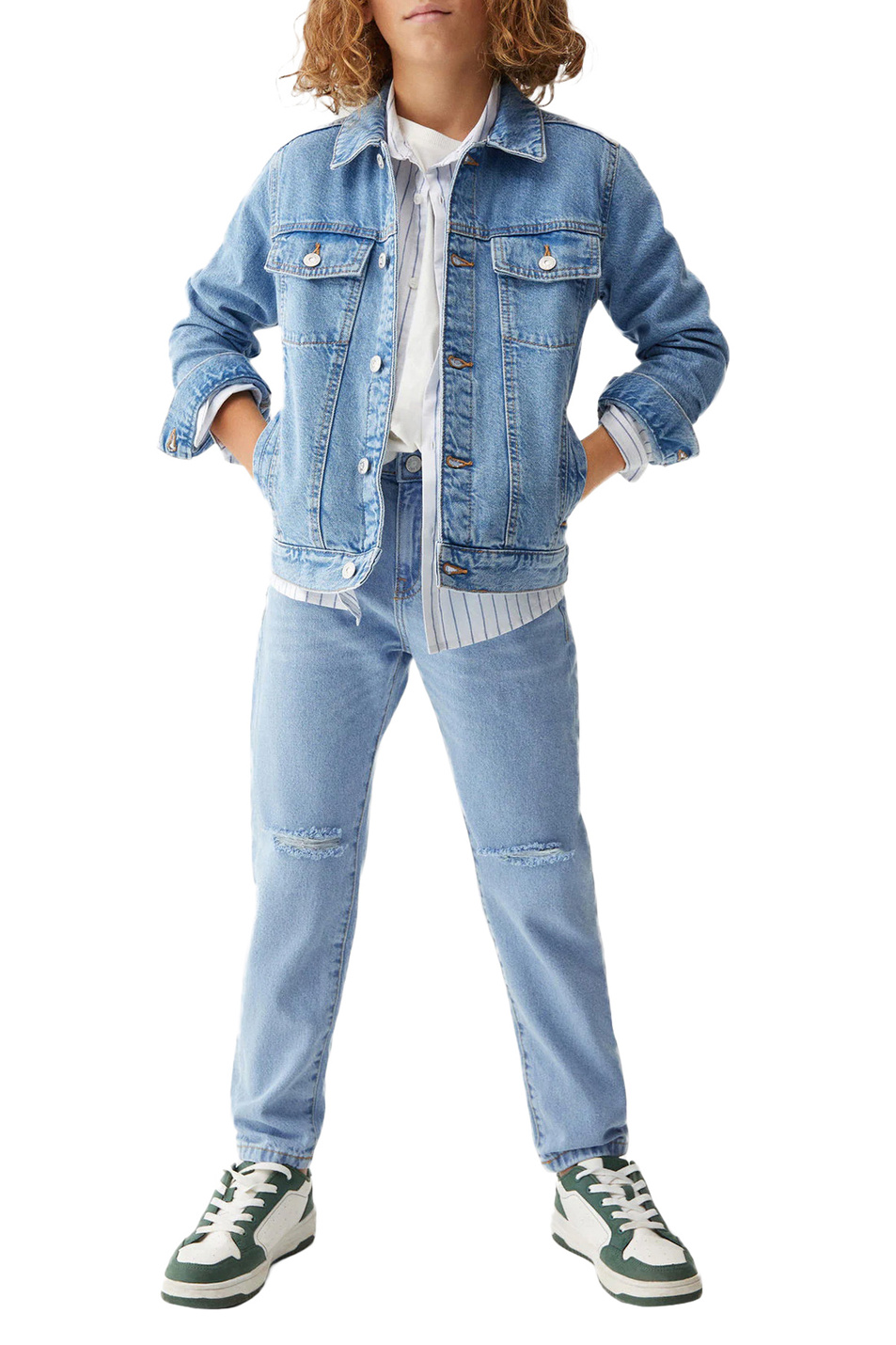 Мальчикам Mango Kids Куртка джинсовая JOHN из натурального хлопка (цвет ), артикул 47002877 | Фото 3