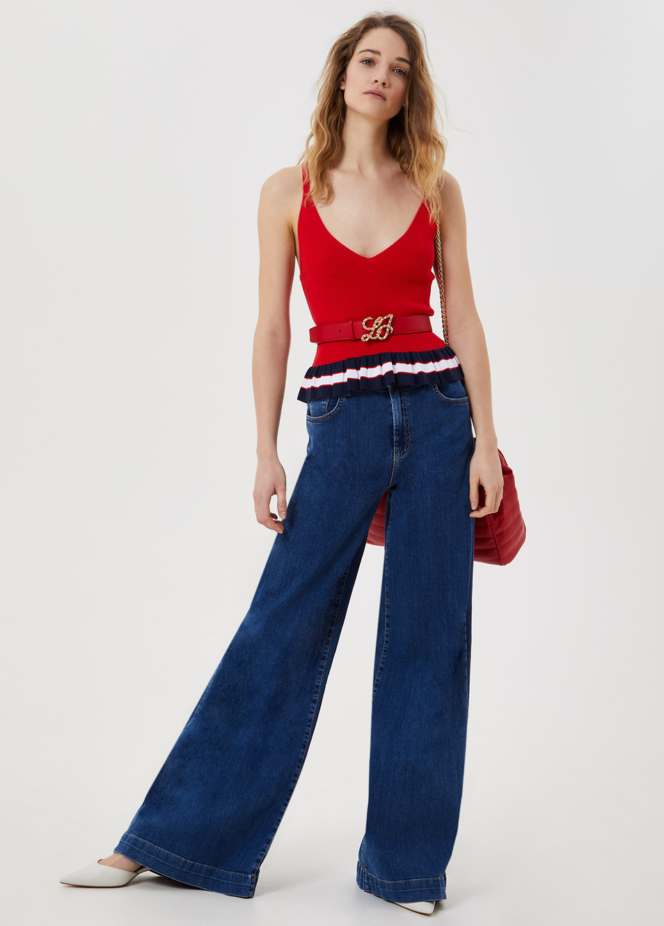 Женский Liu Jo Расклешенные джинсы с завышенной талией (цвет ), артикул UA1155D4506 | Фото 4