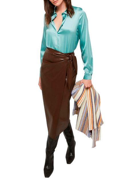 Блузка MARIANNA из шелка с добавлением эластана|Основной цвет:Бирюзовый|Артикул:11140122 | Фото 2