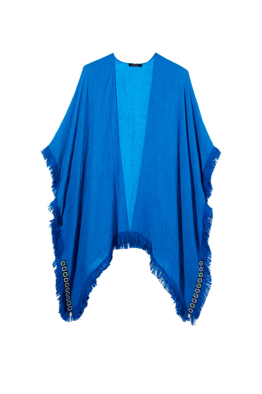Кимоно с бахромой|Основной цвет:Синий|Артикул:208712 | Фото 1