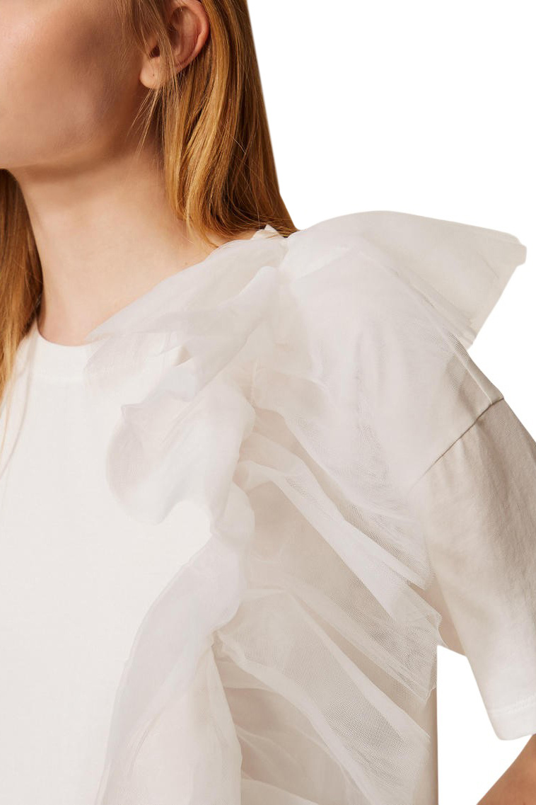 Футболка с декором|Основной цвет:Белый Женский TWINSET Milano Футболка с декором (цвет ), артикул 261AP2165 | Фото 4