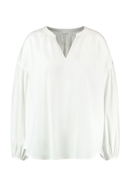 Однотонная блузка с присборенными рукавами|Основной цвет:Белый|Артикул:760018-31418 | Фото 1