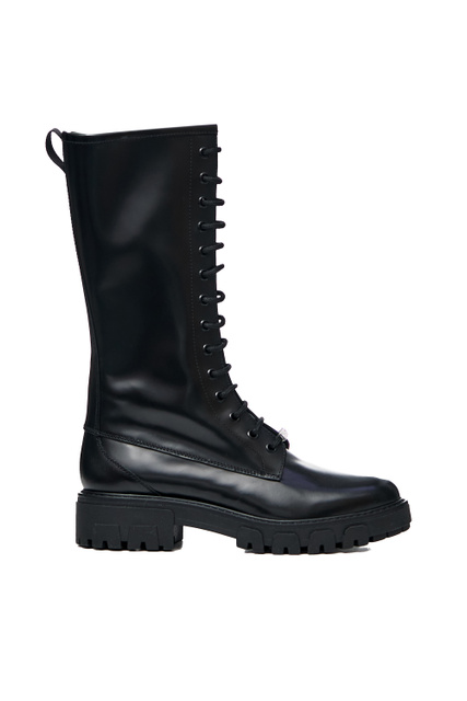 Ботинки на шнуровке с металлическим лого|Основной цвет:Черный|Артикул:50481211 | Фото 1