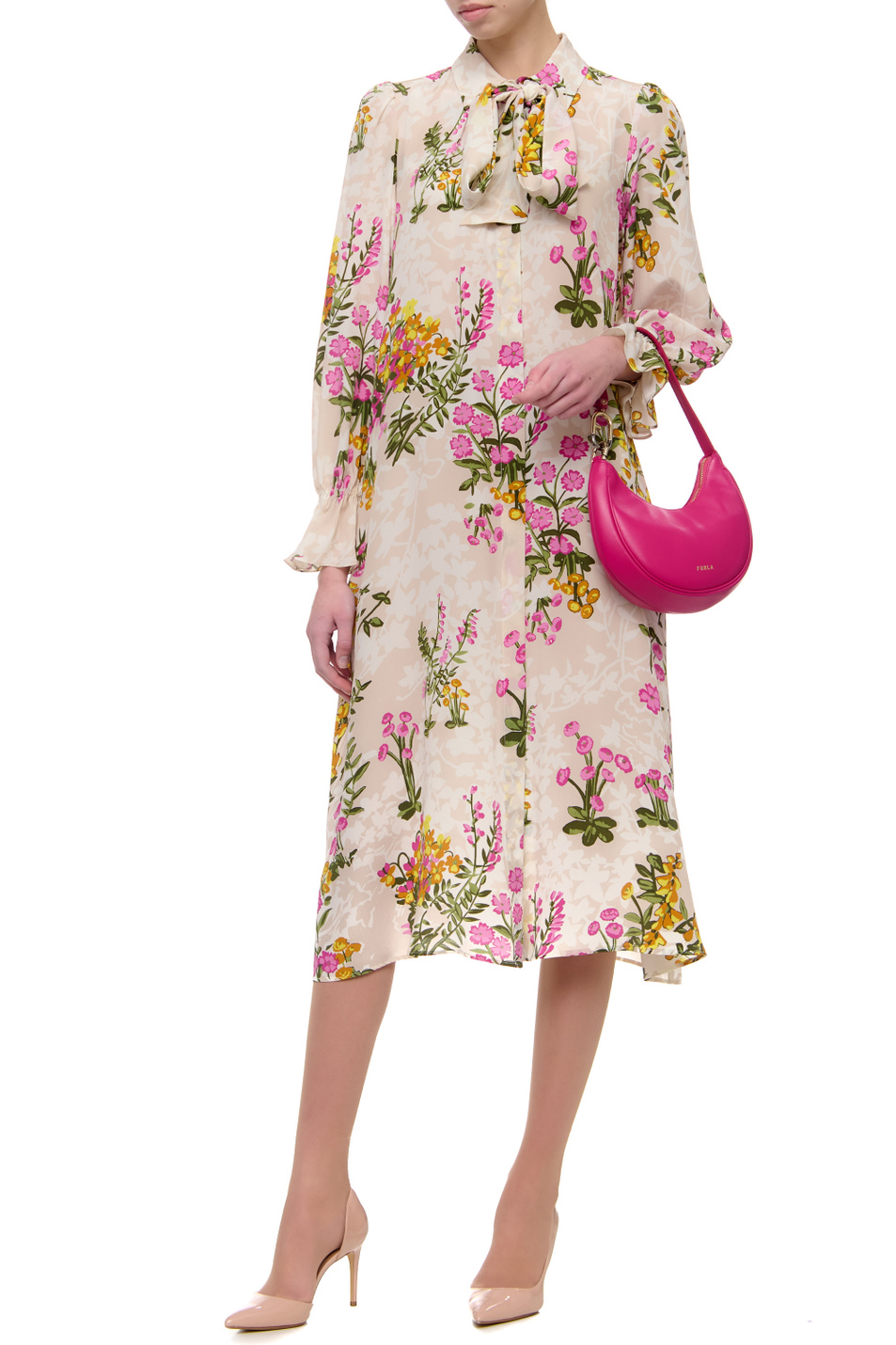 Weekend Max Mara Шелковое платье ARTURO с цветочным принтом (цвет ), артикул 52210227 | Фото 3