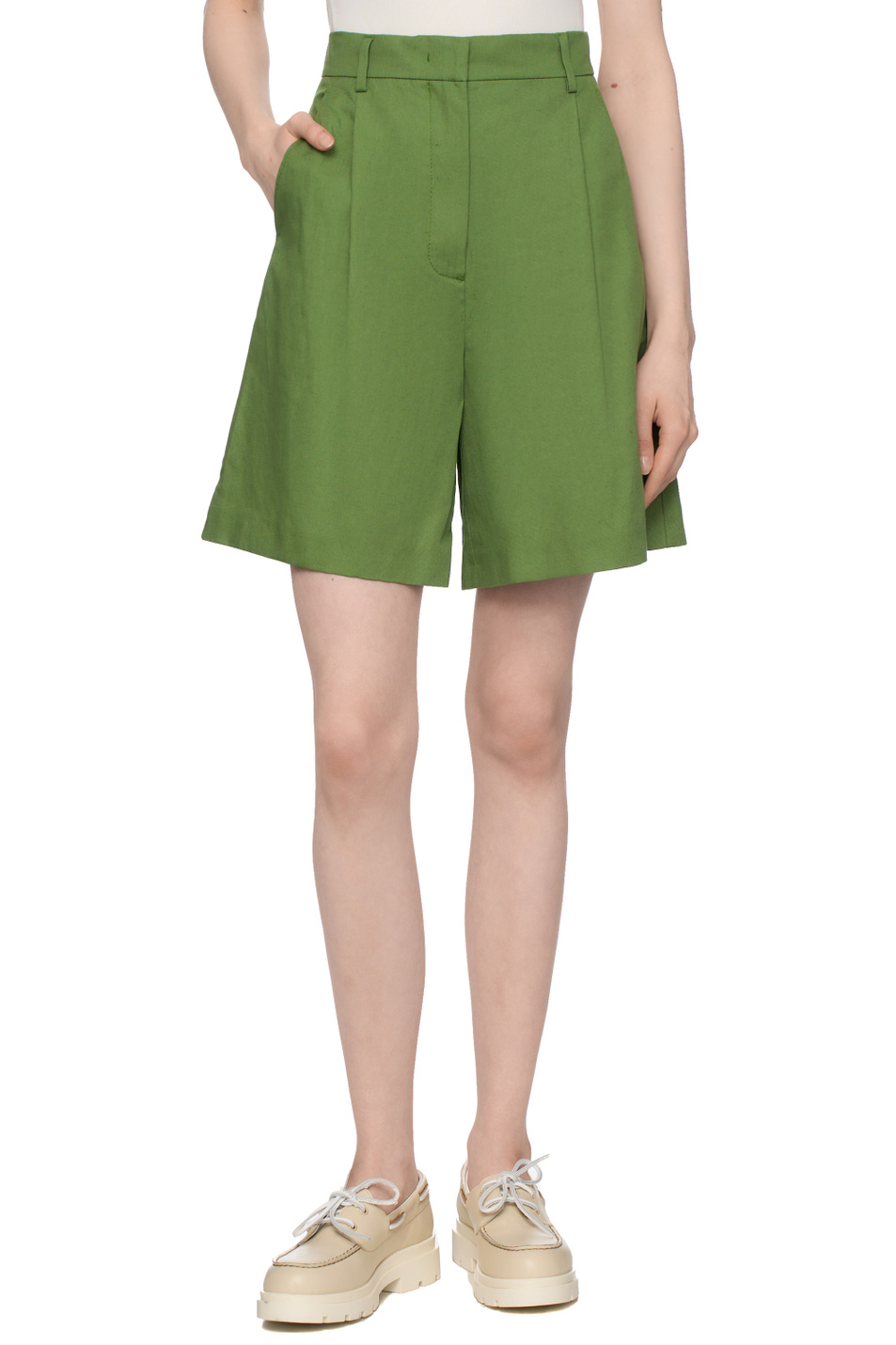 Женский Weekend Max Mara Шорты ECUBA из хлопка и льна (цвет ), артикул 2515141032 | Фото 4
