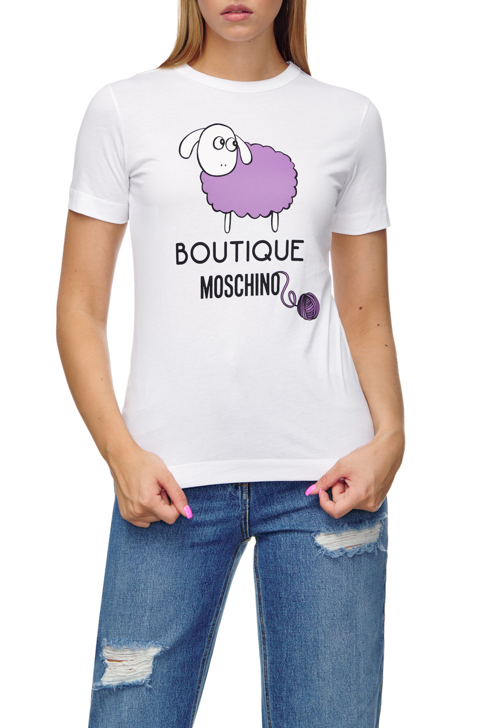 Женский Moschino Футболка с принтом на лицевой стороне (цвет ), артикул J0704-6160 | Фото 4