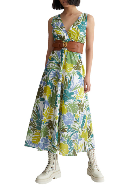 Платье из натурального хлопка с принтом|Основной цвет:Зеленый|Артикул:WA3184T3449 | Фото 2