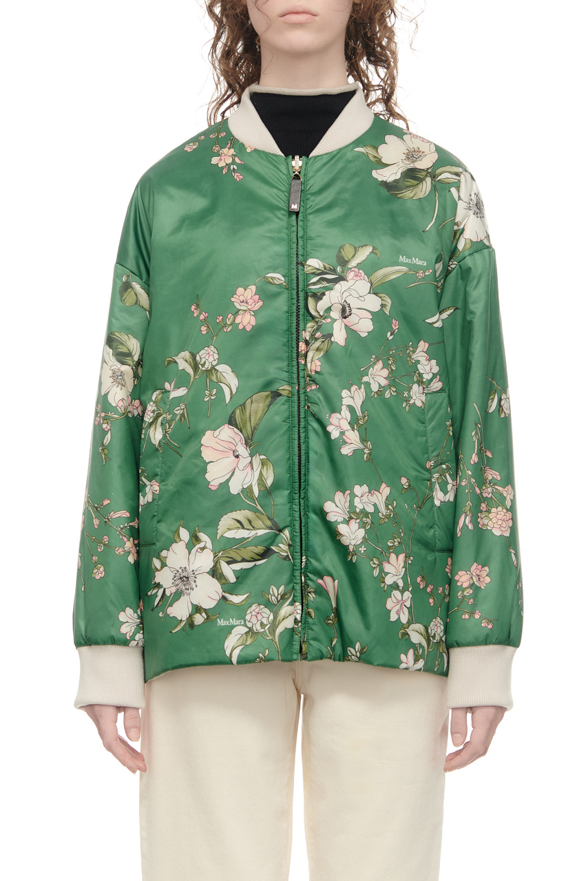 Куртка-бомбер FRESIA с цветочным принтом|Основной цвет:Зеленый|Артикул:2419481144 | Фото 1
