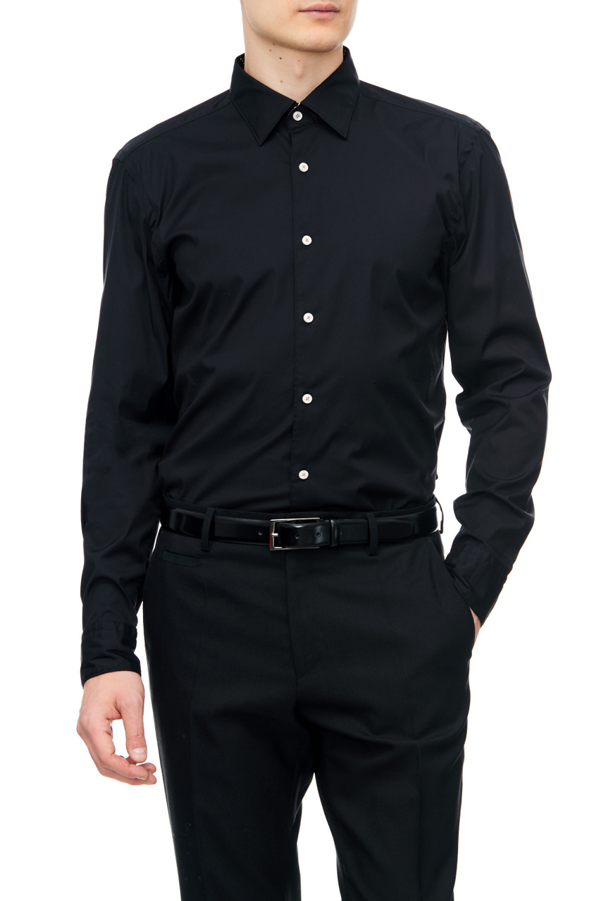 Рубашка из смесового хлопка|Основной цвет:Черный|Артикул:50478959 | Фото 1