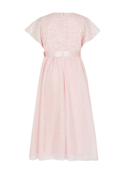 Нарядное платье с атласным поясом|Основной цвет:Розовый|Артикул:310044 | Фото 2