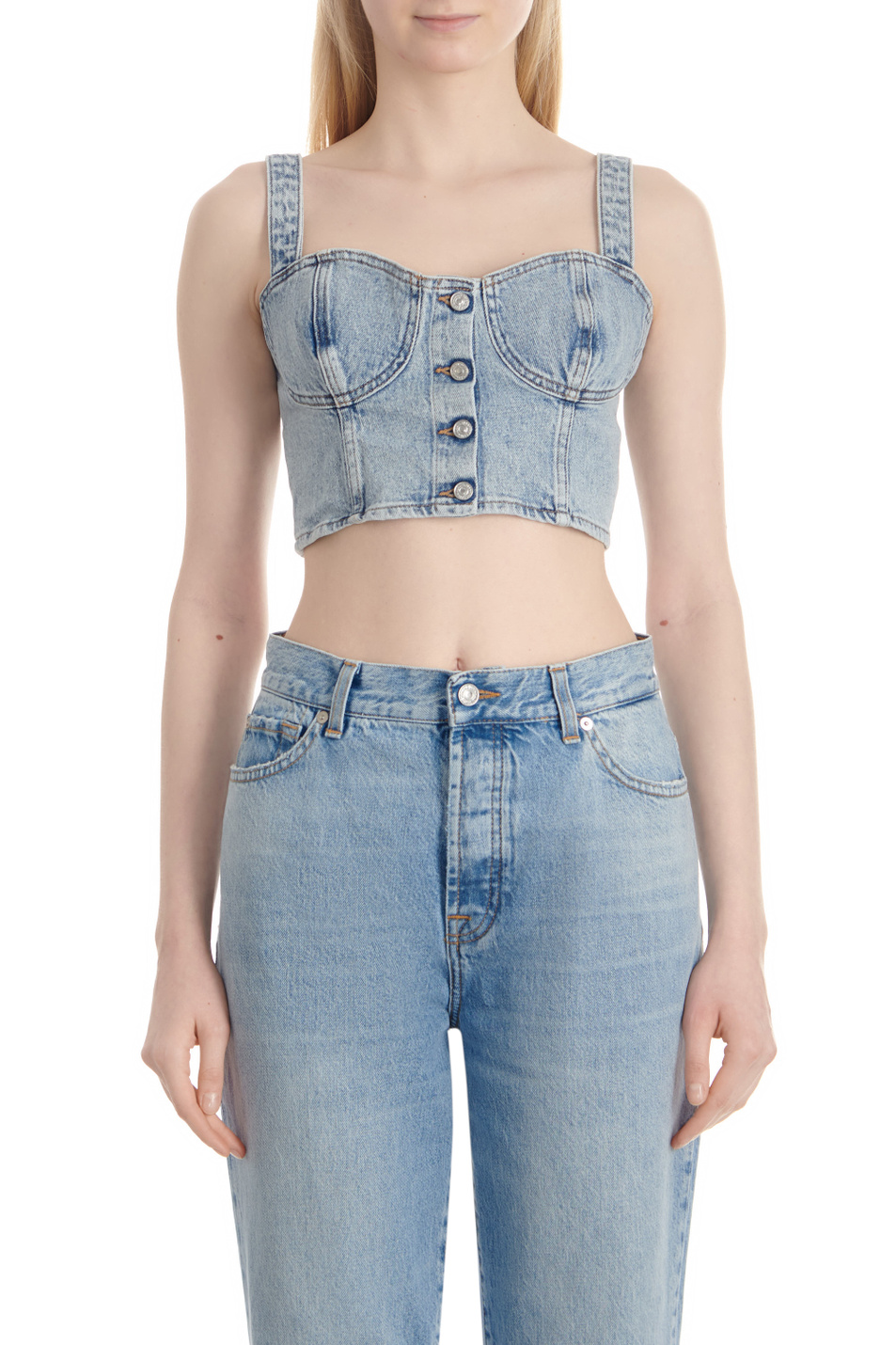 Женский 7 for all Mankind Топ джинсовый CORSELETTE из эластичного хлопка (цвет ), артикул JSCPC100AR | Фото 3