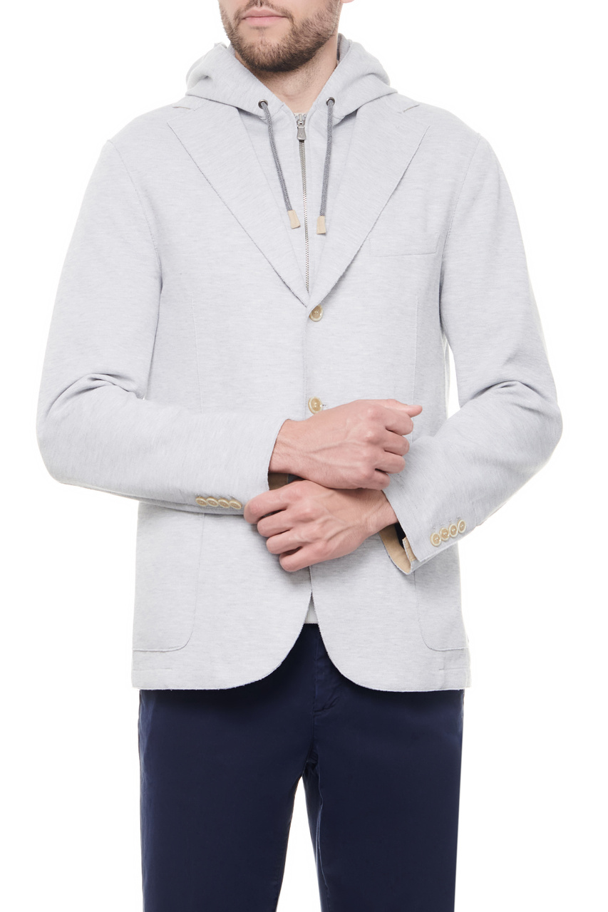 Пиджак из смесового хлопка|Основной цвет:Серый|Артикул:I70GIAF02-JAC23021 | Фото 1