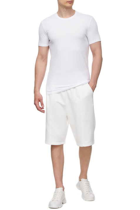 Zegna Однотонная футболка из эластичного хлопка (Белый цвет), артикул N3M201400 | Фото 2