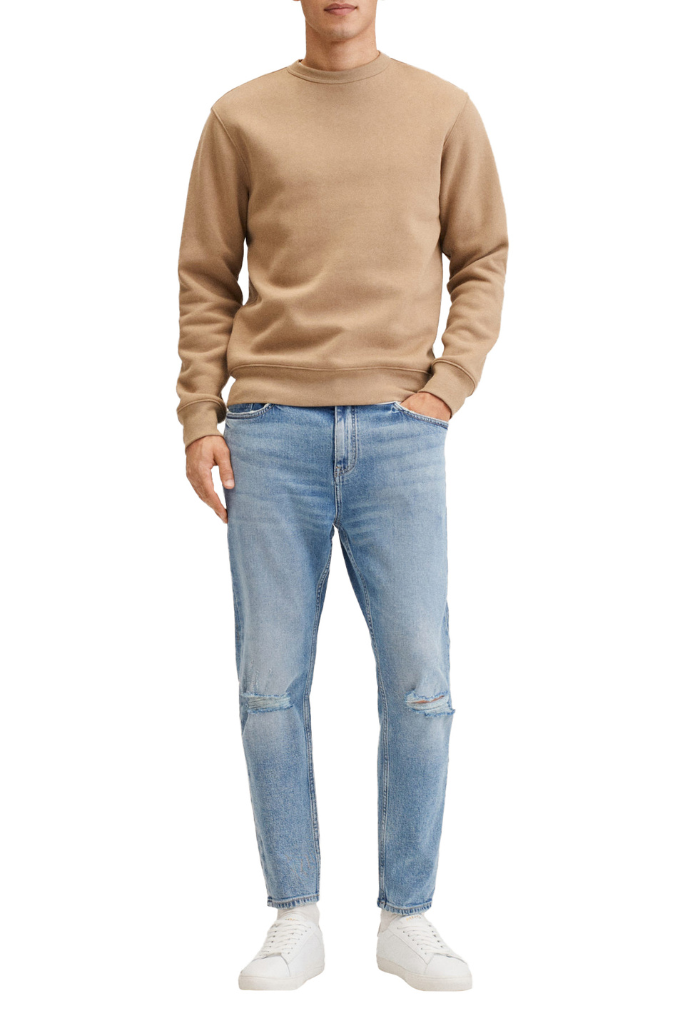 Мужской Mango Man Рваные джинсы TOMAS зауженного кроя (цвет ), артикул 27014387 | Фото 2