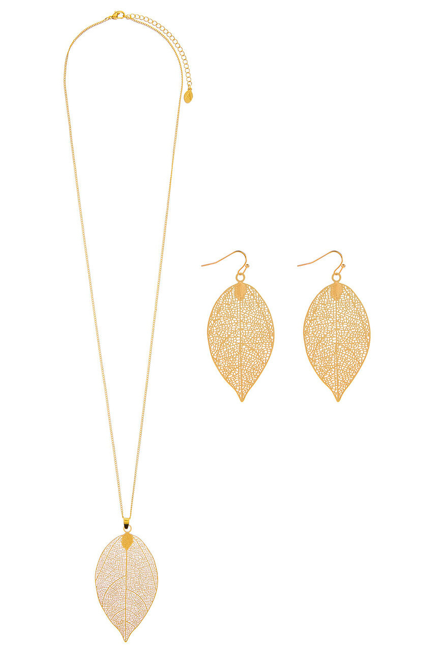 Женский Accessorize Набор украшений LEAF (ожерелье и серьги в форме листьев) (цвет ), артикул 782964 | Фото 1