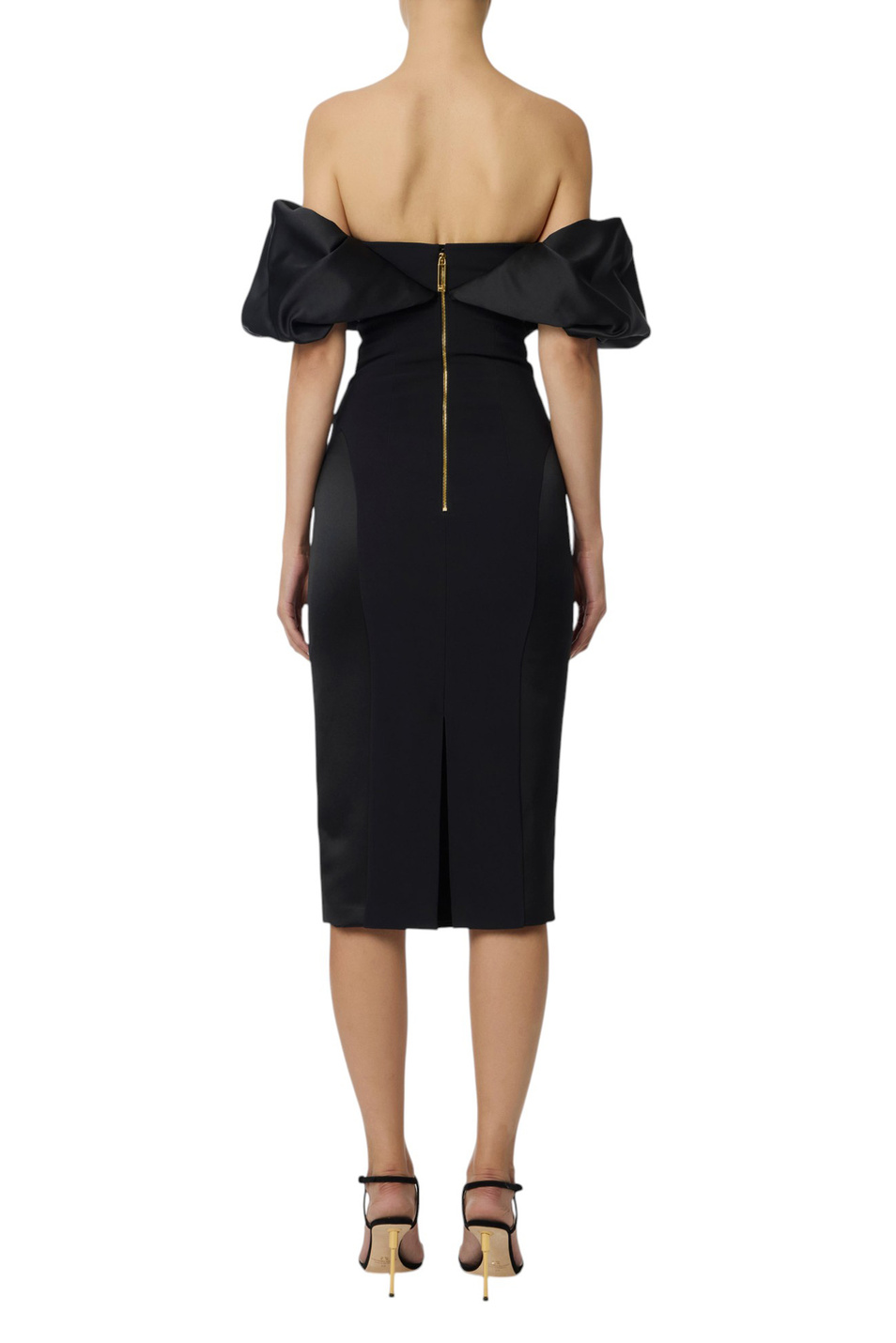 Женский Elisabetta Franchi Платье-миди с открытыми плечами (цвет ), артикул AB71456E2 | Фото 3